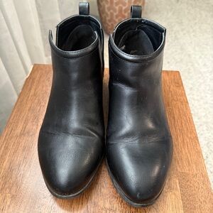 Torrid Black Faux Leather V-Cut Ankle Boots, 9.5 WW